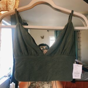 Ribbed sage bralette style crop top